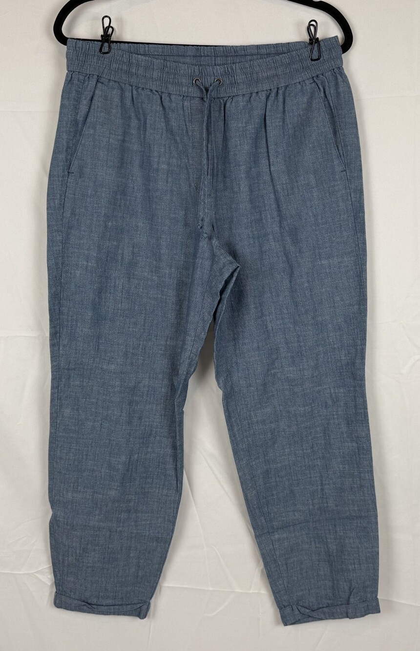 J.Crew Womens Seaside Chambray Drawstring Pants Size 10 Blue Tapered Cuffed